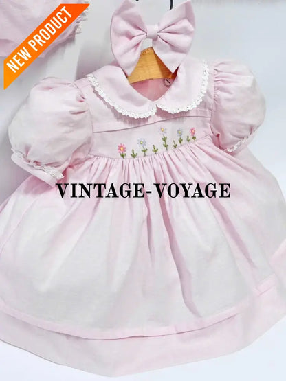 PRE ORDER&GET NEXT WEEK!NEW!BLOSSOM PINK HAND EMBROIDERED DRESS,KNICKERS,BIB & HEADBAND OUTFIT Baby & Toddler Outfits