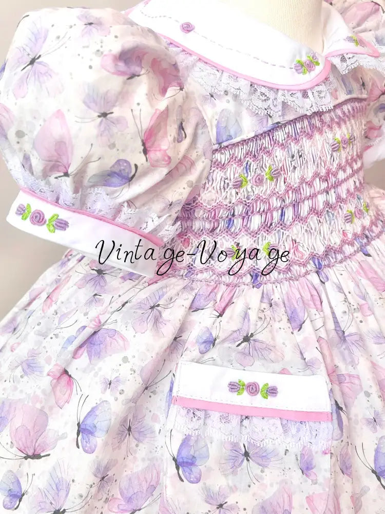 PRE-ORDER & GET NEXT WEEK🤩NEW😍BUTTERFLY🍓COTTON HAND-SMOCKED🧵🪡DRESS,PANTIES & HAIR ACCESSORIES🎀 Baby & Toddler Dresses