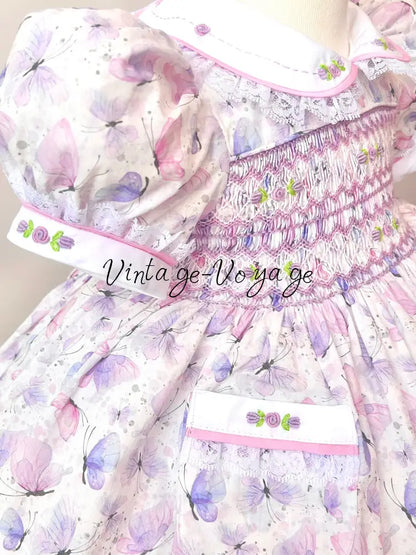 PRE-ORDER & GET NEXT WEEK🤩NEW😍BUTTERFLY🍓COTTON HAND-SMOCKED🧵🪡DRESS,PANTIES & HAIR ACCESSORIES🎀 Baby & Toddler Dresses