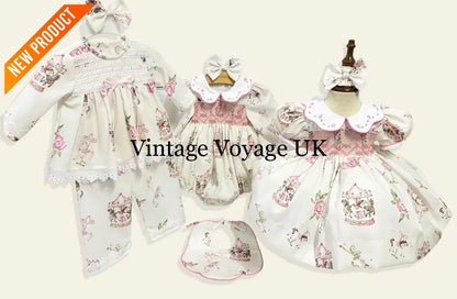 PRE-ORDER&GET NEXT WEEK! NEW! CAROUSEL PINK HAND-SMOCKED CUSTOM PRINT BABY ROMPER SET Baby & Toddler Outfits