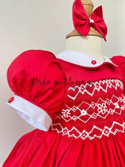 PRE-ORDER & GET NEXT WEEK! NEW! CHARISTINA RED HAND-SMOCKED DRESS & ACCESSORIES - Baby & Toddler Dresses