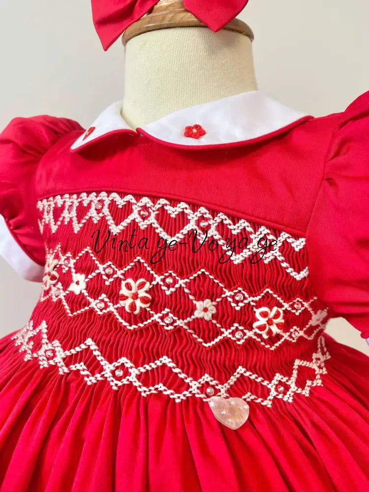 PRE-ORDER & GET NEXT WEEK! NEW! CHARISTINA RED HAND-SMOCKED DRESS & ACCESSORIES - Baby & Toddler Dresses