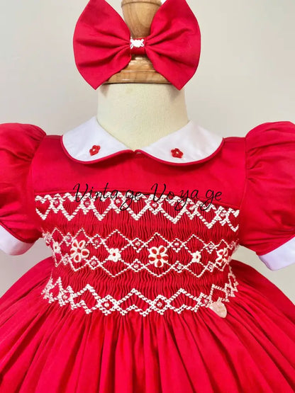 PRE-ORDER & GET NEXT WEEK! NEW! CHARISTINA RED HAND-SMOCKED DRESS & ACCESSORIES - Baby & Toddler Dresses