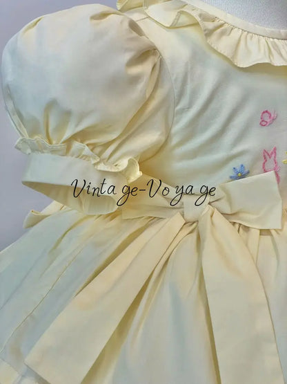 PRE-ORDER & GET NEXT WEEK! NEW! COCO PALE LEMON HAND-EMBROIDERED BABY DRESS SET Baby & Toddler Dresses