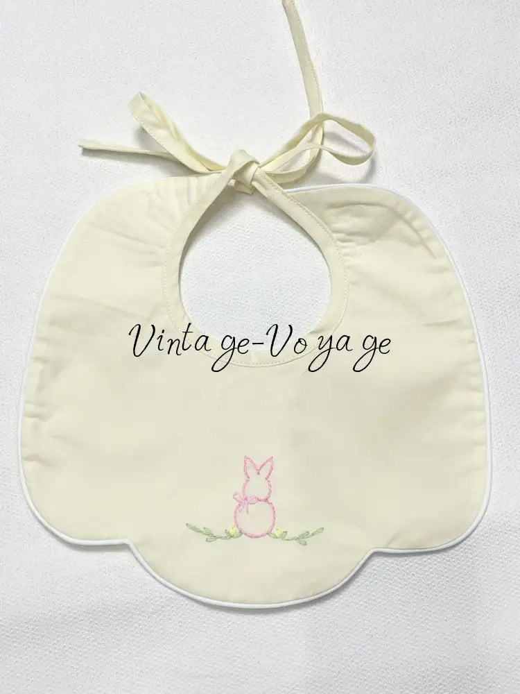 PRE-ORDER&GET NEXT WEEK‼️NEW COCO🐇 PALE LEMON👑HAND-EMBROIDERED🪡🧵ROMPER & BIB SET👼 Baby & Toddler Outfits