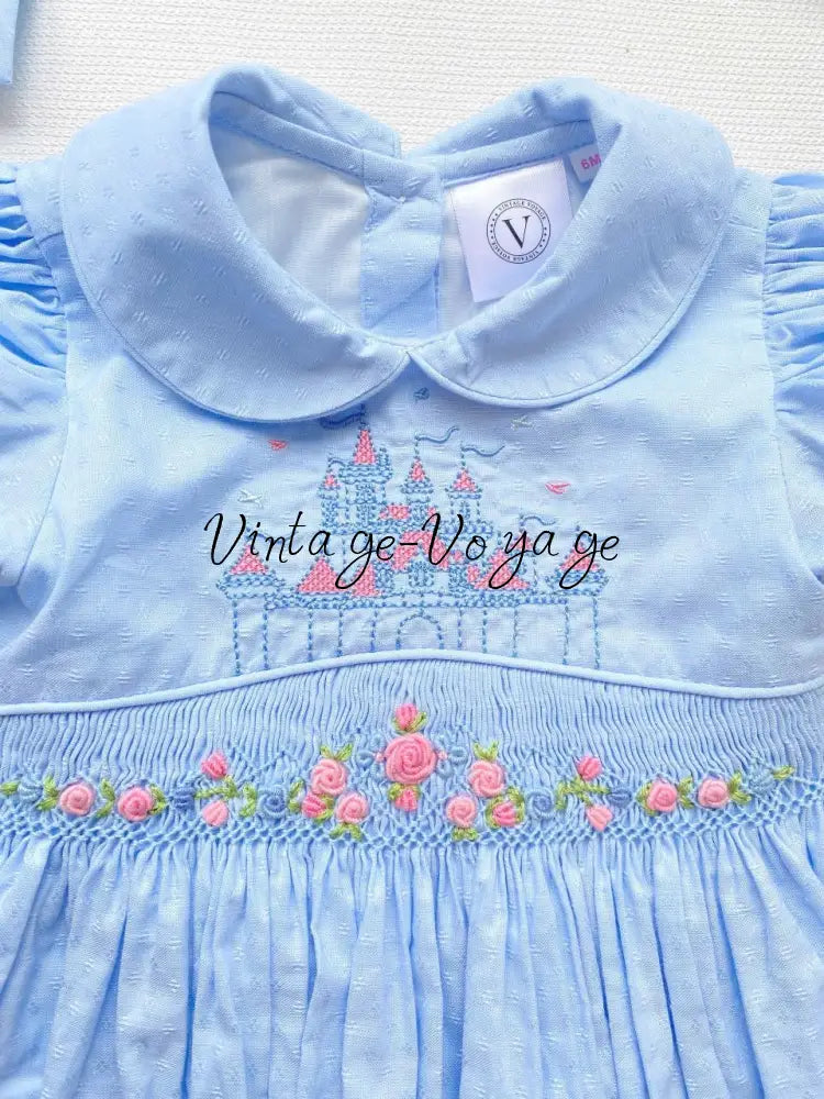 PRE-ORDER & GET NEXT WEEK❣️NEW👑DI💞SKY BLUE HAND-SMOCKED🧵🪡& EMBROIDERED ROMPER & HAIR ACCESSORIES🧚🎀 Baby & Toddler