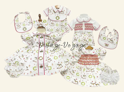 PRE-ORDER & GET NEXT WEEK! NEW! FESTIVE FUN HAND-EMBROIDERED BABY BOYS ROMPER & BIB SET Baby & Toddler Outfits