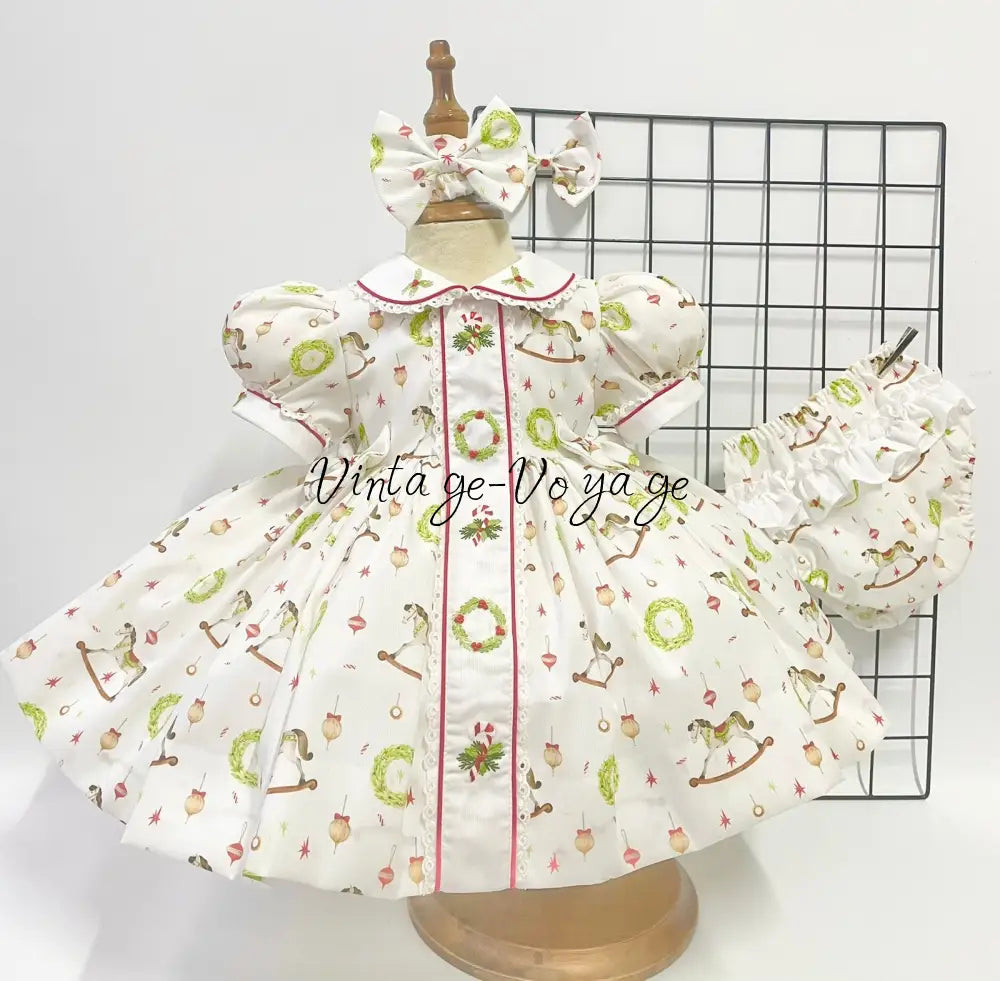 PRE-ORDER & GET NEXT WEEK!NEW! FESTIVE FUN HAND-EMBROIDERED DRESS PANTIES,BIB & BOWS 0-3 months Baby & Toddler Dresses