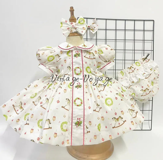 PRE-ORDER & GET NEXT WEEK!NEW! FESTIVE FUN HAND-EMBROIDERED DRESS PANTIES,BIB & BOWS 0-3 months Baby & Toddler Dresses