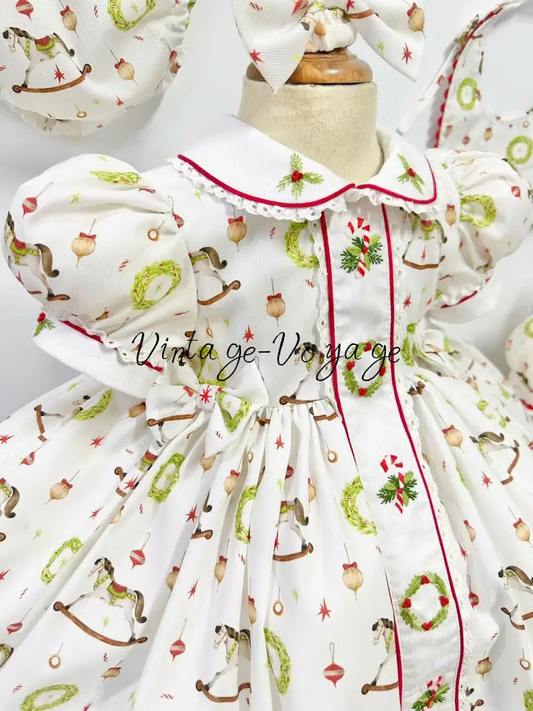 PRE-ORDER & GET NEXT WEEK!NEW! FESTIVE FUN HAND-EMBROIDERED DRESS PANTIES,BIB & BOWS Baby & Toddler Dresses