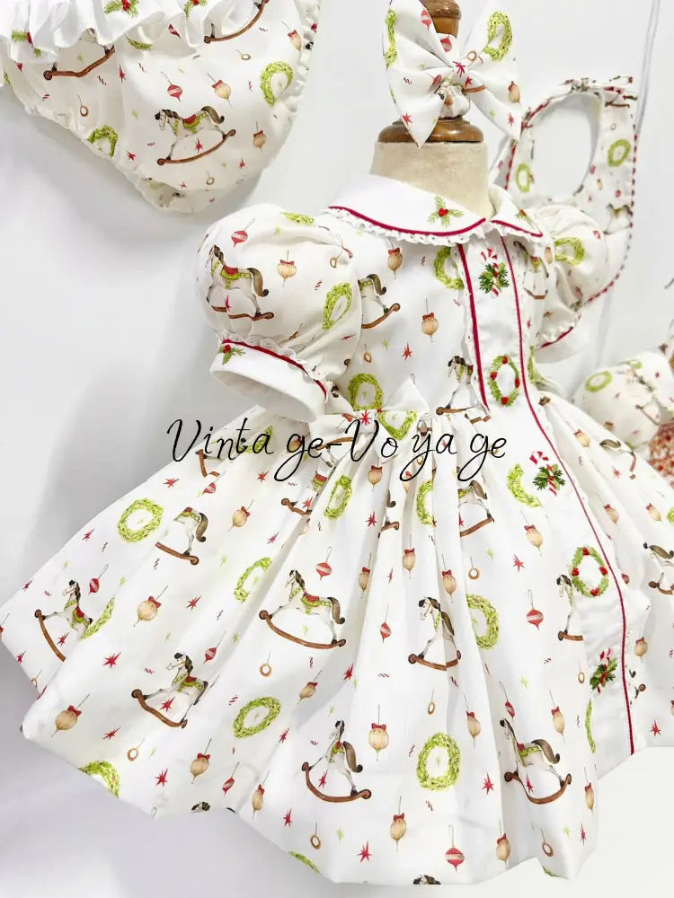 PRE-ORDER & GET NEXT WEEK!NEW! FESTIVE FUN HAND-EMBROIDERED DRESS PANTIES,BIB & BOWS Baby & Toddler Dresses