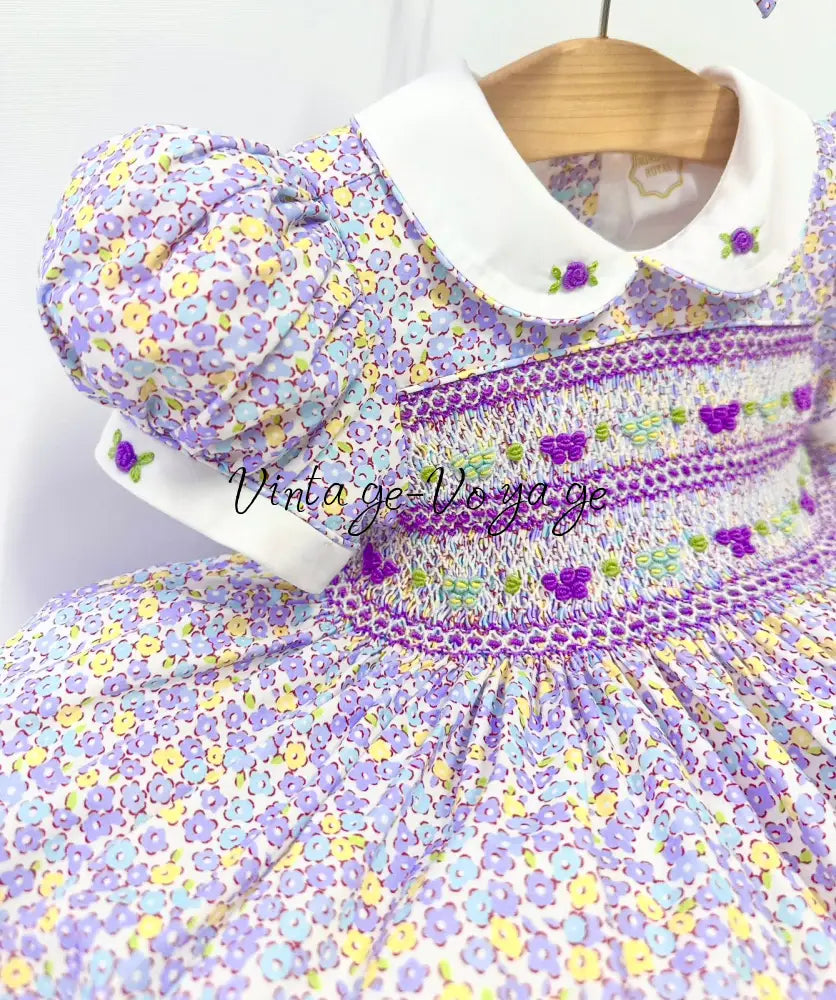 PRE-ORDER & GET NEXT WEEK! NEW FLORA DITSY FLORAL HAND-SMOCKED🧵🪡👑DRESS,PANTIES & HAIR ACCESSORIES🎀 Baby & Toddler