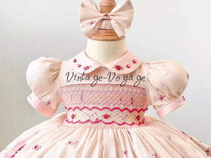 PRE-ORDER & GET NEXT WEEK👑NEW😍FLOWER FAIRIES🧚🏻‍♀️🧚 CUSTOM PRINT COTTON HAND-SMOCKED🧵🪡DRESS,PANTIES & HAIR ACCESSORIES🎀