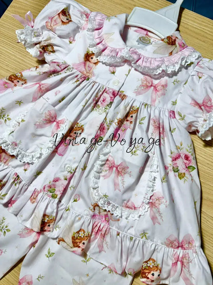 PRE-ORDER & GET NEXT WEEK! NEW! HANDMADE FAIRY GARDEN CUSTOM PRINTED PYJAMA & HAIR ACCESSORIES SET - pyjama set