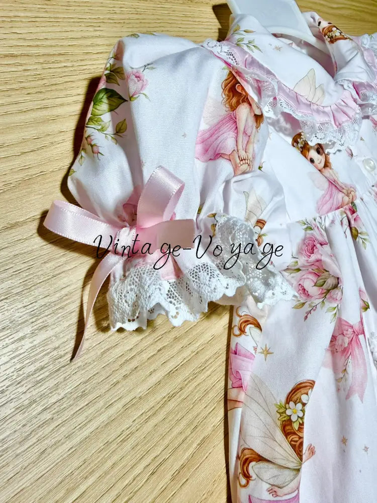 PRE-ORDER & GET NEXT WEEK! NEW! HANDMADE FAIRY GARDEN CUSTOM PRINTED PYJAMA & HAIR ACCESSORIES SET - pyjama set