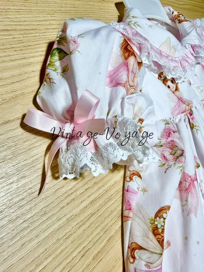 PRE-ORDER & GET NEXT WEEK! NEW! HANDMADE FAIRY GARDEN CUSTOM PRINTED PYJAMA & HAIR ACCESSORIES SET - pyjama set