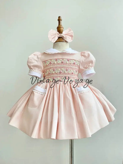 PRE-ORDER & GET NEXT WEEK! NEW! 🍁ISABELLA BABY ORANGE🌸HAND-SMOCKED🧵🪡👑DRESS & ACCESSORIES🎀 - 6M - Baby & Toddler Dresses