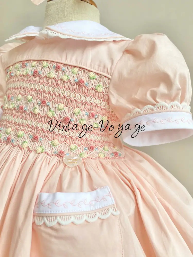 PRE-ORDER & GET NEXT WEEK! NEW! 🍁ISABELLA BABY ORANGE🌸HAND-SMOCKED🧵🪡👑DRESS & ACCESSORIES🎀 - Baby & Toddler Dresses