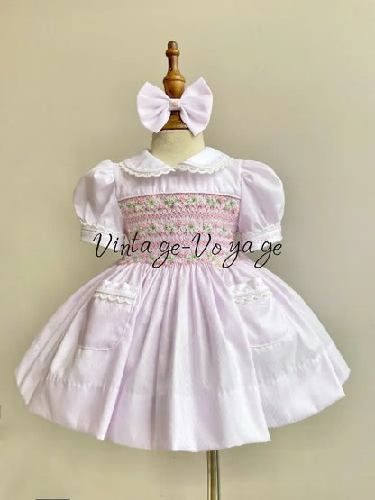 PRE-ORDER & GET NEXT WEEK! NEW! ISABELLA BABY PINK 🌸 HAND-SMOCKED🧵🪡DRESS PANTIES & HAIR ACCESSORIES🎀 - 6M - Baby &