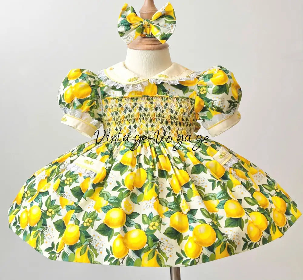 PRE-ORDER & GET NEXT WEEK! NEW! LIMONCHELLO HAND-SMOCKED COTTON HAND-SMOCKED🧵🪡DRESS,PANTIES & HAIR ACCESSORIES 6M Baby