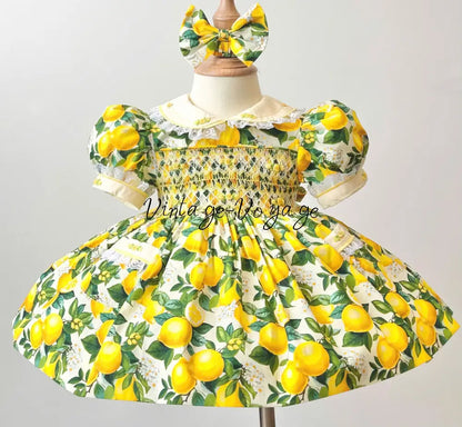 PRE-ORDER & GET NEXT WEEK! NEW! LIMONCHELLO HAND-SMOCKED COTTON HAND-SMOCKED🧵🪡DRESS,PANTIES & HAIR ACCESSORIES 6M Baby