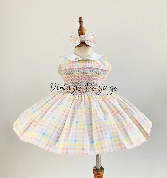 PRE-ORDER & GET NEXT WEEK!NEW! LIZZY PASTEL CHECK HAND-SMOCKED DRESS PANTIES & HAIR BOWS OR HEADBAND - 3M - Baby &