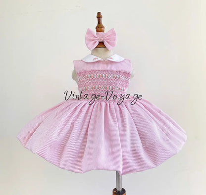 PRE-ORDER & GET NEXT WEEK!NEW! LIZZY PINK PINSTRIPE HAND-SMOCKED DRESS PANTIES & HAIR BOWS OR HEADBAND - 3M - Baby &