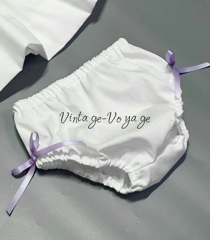 PRE-ORDER & GET NEXT WEEK! NEW! LOLITA ECRU & LILAC FOUR-PIECE HAND-EMBROIDERED🧵🪡BABY OUTFIT🎀 Baby & Toddler Outfits