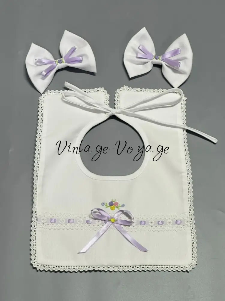 PRE-ORDER & GET NEXT WEEK! NEW! LOLITA ECRU & LILAC FOUR-PIECE HAND-EMBROIDERED🧵🪡BABY OUTFIT🎀 Baby & Toddler Outfits