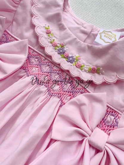 PRE-ORDER & GET NEXT WEEK! 🤩NEW☀️MAE PINK🌷HAND-SMOCKED ROMPER & HAIR BOWS🎀 Baby & Toddler Outfits