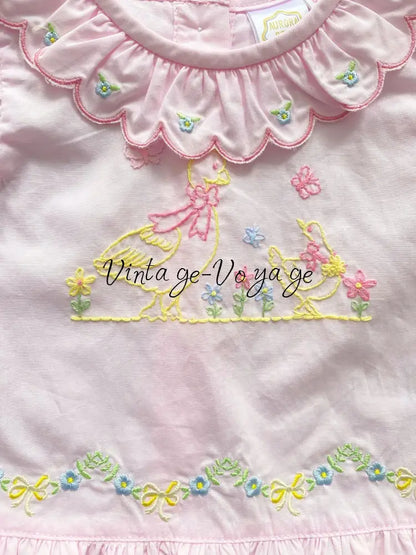 PRE-ORDER & GET NEXT WEEK‼️NEW🤩MARY PINK 👑🕊️COTTON HAND-EMBROIDERED🧵🪡 PYJAMA SET🎀 pyjama set