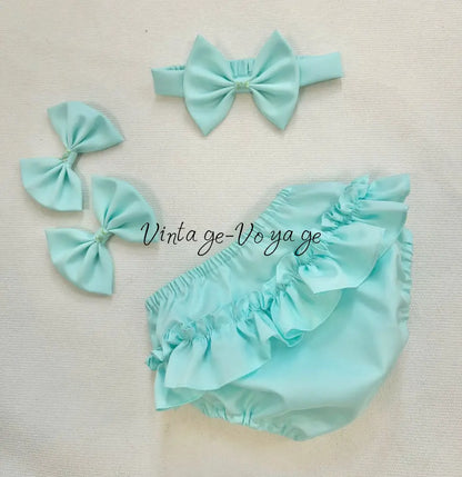 PRE-ORDER & GET NEXT WEEK! NEW MARY👑 TURQUOISE HAND-SMOCKED🧵🪡DRESS PANTIES & HAIR ACCESSORIES - Baby & Toddler Dresses