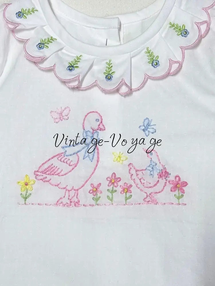 PRE-ORDER & GET NEXT WEEK‼️NEW🤩MARY WHITE & PINK 👑🕊️COTTON HAND-EMBROIDERED🧵🪡 PYJAMA SET🎀 pyjama set