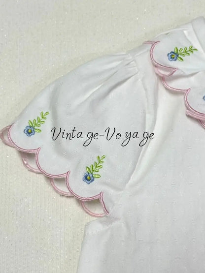 PRE-ORDER & GET NEXT WEEK‼️NEW🤩MARY WHITE & PINK 👑🕊️COTTON HAND-EMBROIDERED🧵🪡 PYJAMA SET🎀 pyjama set