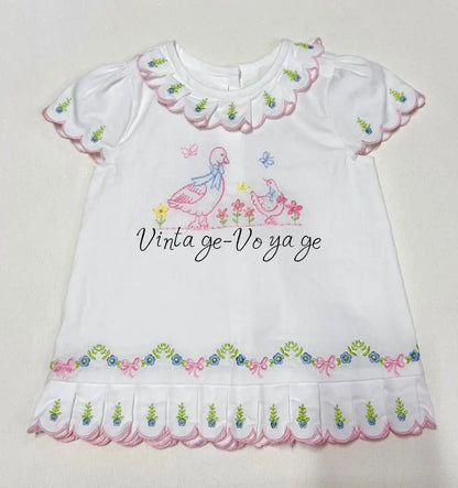 PRE-ORDER & GET NEXT WEEK‼️NEW🤩MARY WHITE & PINK 👑🕊️COTTON HAND-EMBROIDERED🧵🪡 PYJAMA SET🎀 pyjama set