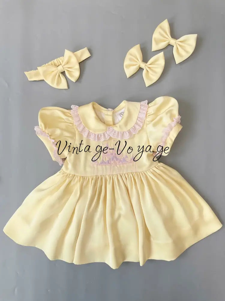 PRE-ORDER & GET NEXT WEEK! NEW😍MATILDA LEMON NIGHTDRESS DRESSING GOWN AND HAIR BOWS OR HEADBAND🎀🎀MATILDA Baby & Toddler