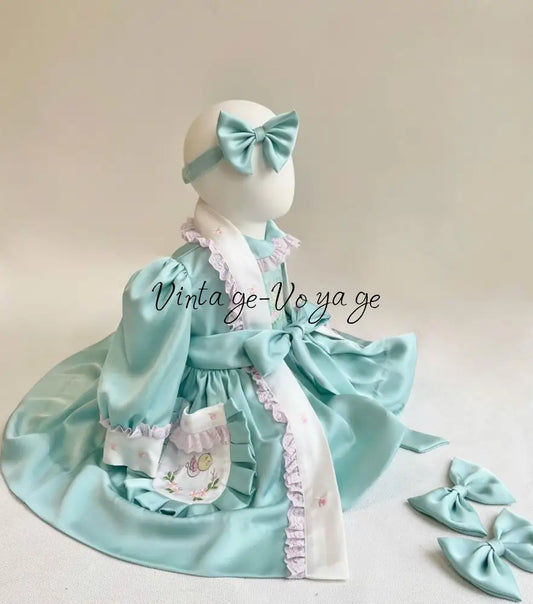 PRE-ORDER & GET NEXT WEEK! NEW😍MATILDA MINT☀️NIGHTDRESS DRESSING GOWN AND HAIR BOWS OR HEADBAND🎀🎀MATILDA 3M pyjama set