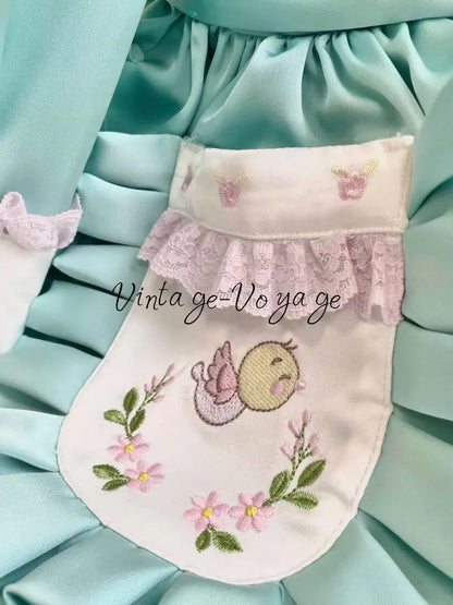 PRE-ORDER & GET NEXT WEEK! NEW😍MATILDA MINT☀️NIGHTDRESS DRESSING GOWN AND HAIR BOWS OR HEADBAND🎀🎀MATILDA pyjama set