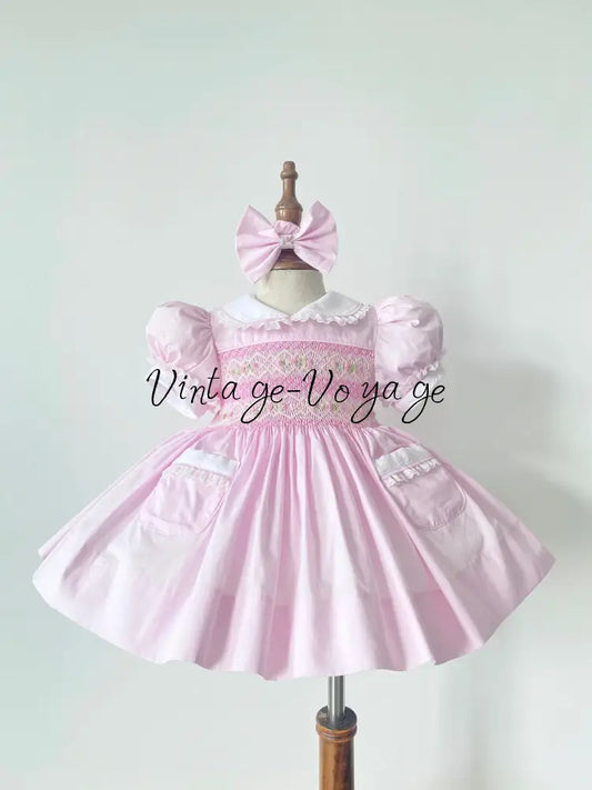 PRE-ORDER&GET NEXT WEEK‼️NEW🤩NINA PINK🌸HAND-SMOCKED🧵🪡DRESS,PANTIES & HAIR ACCESSORIES🎀🎀 - Baby & Toddler Dresses