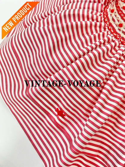 PRE ORDER&GET NEXT WEEK! NEW! OLIVIA RED STRIPES FRONT & BACK HAND SMOCKED🧵🪡 DRESS & HAIR BOWS🎀 Baby & Toddler Dresses