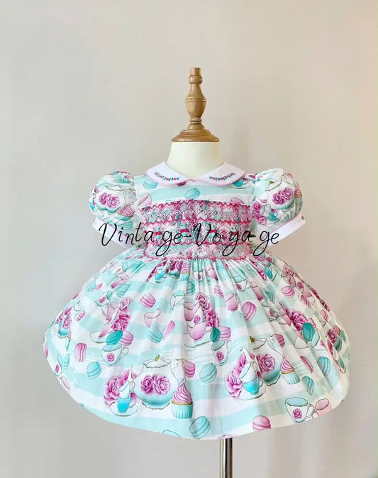 PRE-ORDER & GET NEXT WEEK! NEW! PATRICIA CUSTOM PRINTED HAND-SMOCKED DRESS & ACCESSORIES - 3 months - Baby & Toddler