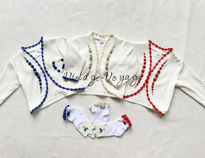 PRE-ORDER & GET NEXT WEEK! NEW SEASON! MIRANDA NAVY EMBROIDERED COTTON HAND-EMBROIDERED CARDIGAN SOCKS & HAIR