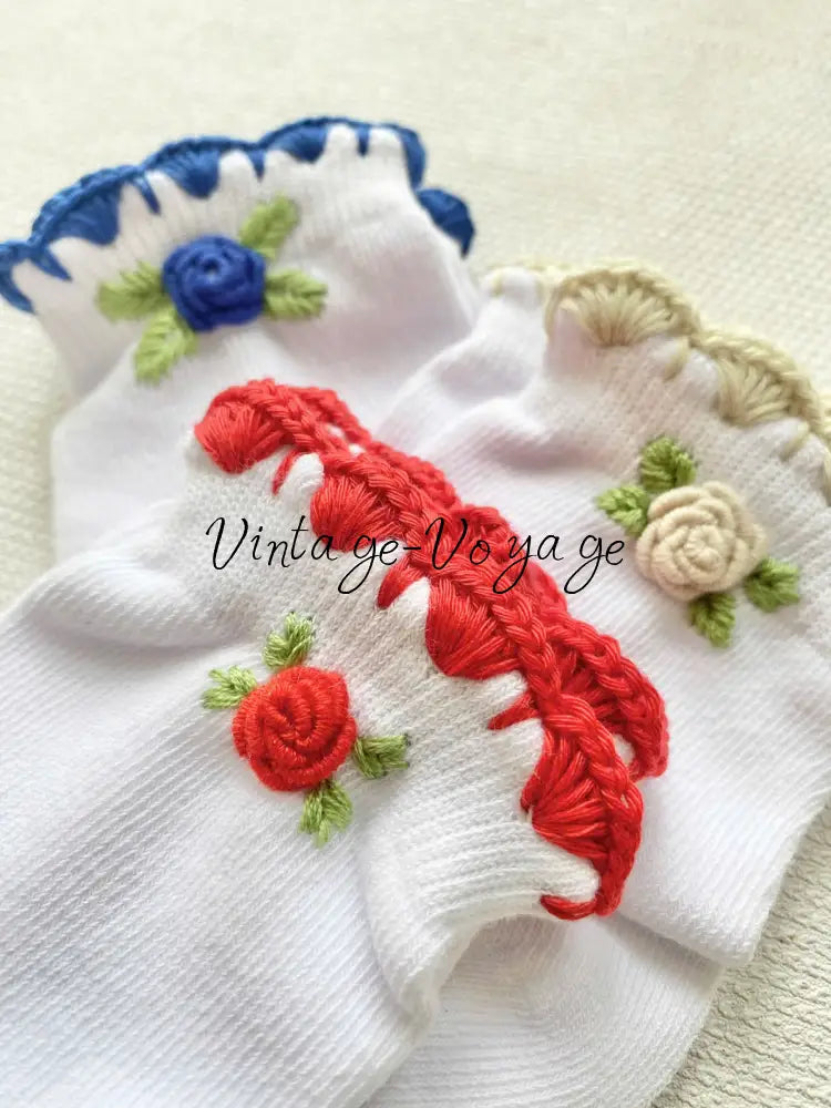 PRE-ORDER & GET NEXT WEEK! NEW SEASON! MIRANDA NAVY EMBROIDERED COTTON HAND-EMBROIDERED CARDIGAN SOCKS & HAIR