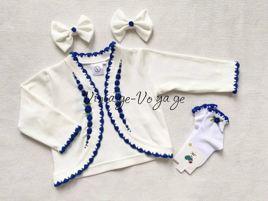 PRE-ORDER & GET NEXT WEEK‼️NEW SEASON🍁🎄OLIVIA NAVY DETAILS💙COTTON HAND-EMBROIDERED🧵🪡CARDIGAN SOCKS & HAIR ACCESSORIES🎀