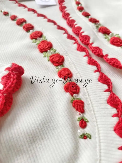 PRE-ORDER & GET NEXT WEEK‼️NEW SEASON🍁🎄OLIVIA RED🧑‍🎄❤️COTTON HAND-EMBROIDERED🧵🪡CARDIGAN SOCKS & HAIR ACCESSORIES🎀