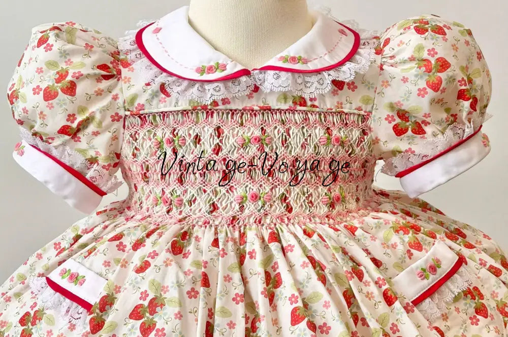 PRE-ORDER & GET NEXT WEEK! NEW! STRAWBERRY COTTON HAND-SMOCKED🧵🪡DRESS,PANTIES & HAIR ACCESSORIES Baby & Toddler Dresses