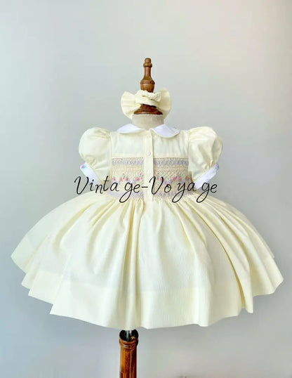 PRE-ORDER & GET NEXT WEEK! NEW! VIOLA BISCUIT FRONT & BACK HAND SMOCKED🧵🪡DRESS,PANTIES & HAIR ACCESSORIES🎀🩲 - Baby &