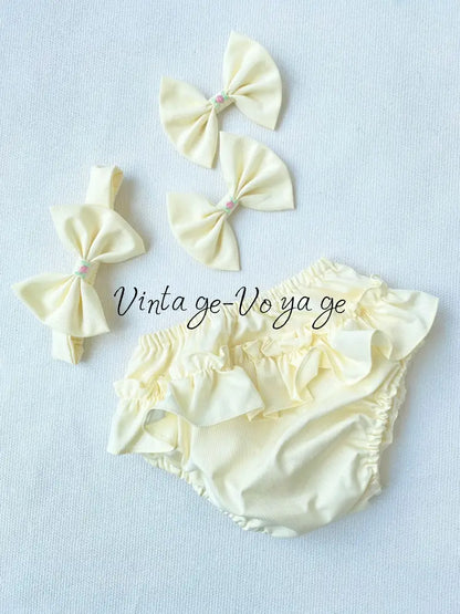 PRE-ORDER & GET NEXT WEEK! NEW! VIOLA BISCUIT FRONT & BACK HAND SMOCKED🧵🪡DRESS,PANTIES & HAIR ACCESSORIES🎀🩲 - Baby &