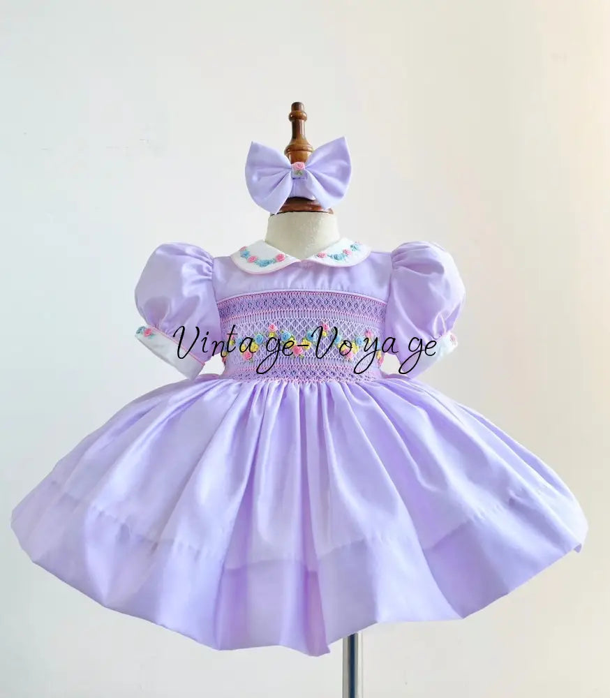 PRE-ORDER&GET NEXT WEEK! NEW! VIOLA LILAC HAND SMOCKED DRESS,PANTIES & HAIR ACCESSORIES 3M Baby & Toddler Dresses