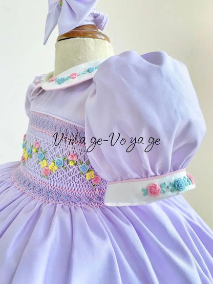 PRE-ORDER&GET NEXT WEEK! NEW! VIOLA LILAC HAND SMOCKED DRESS,PANTIES & HAIR ACCESSORIES Baby & Toddler Dresses